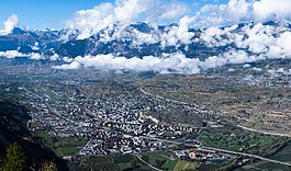 Sion as seen from Nax, Mont-Noble