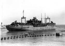 USS Clytie (AS-26) leaving Fremantle, Australia, in September 1945.jpg