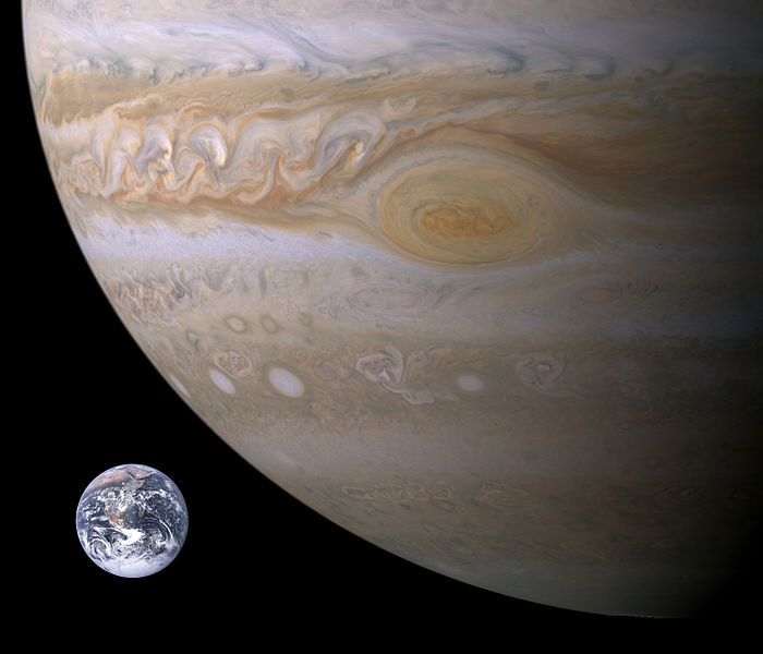 File:Jupiter, Earth size comparison.jpg