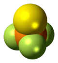 Space-filling model of the thiophosphoryl fluoride molecule