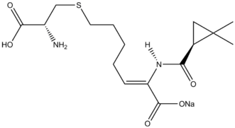 The natural product cilastatin, synthesized via a Simmons-Smith cyclopropanation.