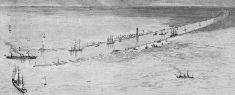 File:Eads South Pass Navigation Works - Bird's-eye view of the Jetties.png