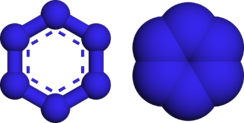 Ball and stick, and spacefill models of hexazine