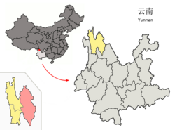 Location of Shangri-La within Yunnan (China).png