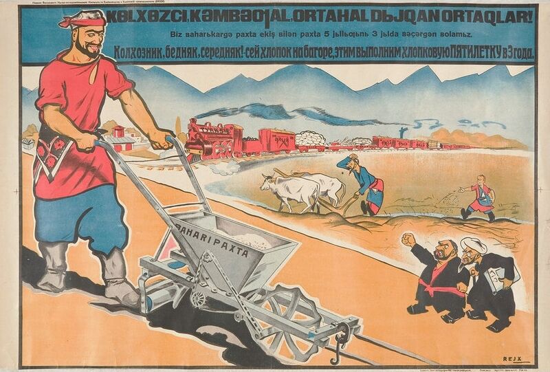 File:Urging peasants to speed up cotton production – Russian and Uzbek, Tashkent, 1920s (Mardjani).jpg
