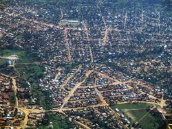 Bunia from the air, looking north toward the Nyakasanza district