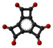 Ball and stick model of hexaoxotricyclobutabenzene