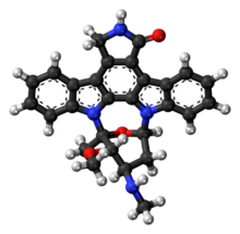Ball-and-stick model of the staurosporine molecule