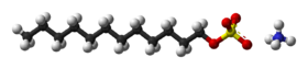 Ball-and-stick model of ammonium lauryl sulfate