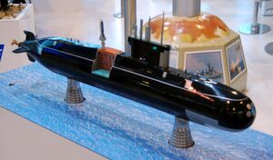 BrahMos missie on Lada class non-nuclear submarine maqette.jpg