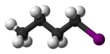 Ball and stick model of butyl iodide