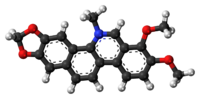 Ball-and-stick model of the chelerythrine molecule