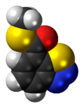 Space-filling model of the acibenzolar-S-methyl molecule