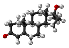 Methyltestosterone molecule ball.png