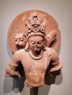 The God Vishnu in Three Incarnations. Northern India (Mathura), Gupta period, mid-5th century AD. Boston Museum.jpg