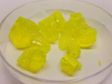 Uranyl nitrate as yellow crystals