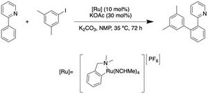 Example of directed arylation that occurs through concerted metalation deprotonation by Igor Larossa and coworkers in 2018