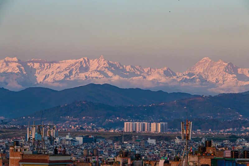 File:Evening view of the mountain range from Patan, Lalitpur.jpg