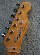 Telecaster headstock, with six inline tuning pegs (machine heads) down one side