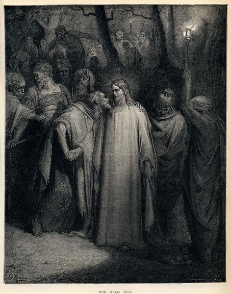 File:Gustave Doré - The Holy Bible - Plate CXLI, The Judas Kiss.jpg