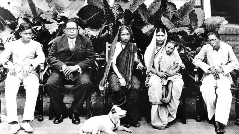 File:Rajagriha, Bombay, February 1934. (L to R) Yashwant, BR Ambedkar, Ramabai, Laxmibai, Mukundrao, and Tobby.jpg