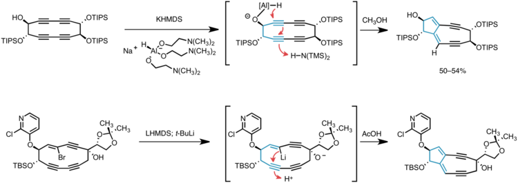 Transannular cyclization in the synthesis of the bicyclic core of kedarcidin chromophore.