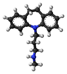 Ball-and-stick model of the desipramine molecule