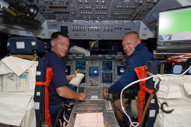 File:STS-135 Chris Ferguson and Doug Hurley on the flight deck.jpg