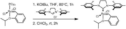 Preparation of the Hoveyda–Grubbs catalyst from the first-generation version