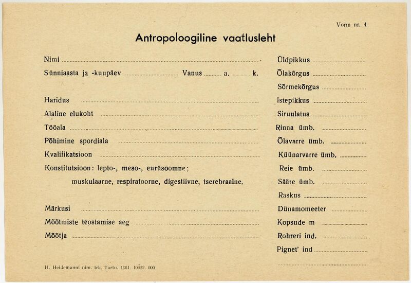 File:Blankett, Antropoloogiline vaatlusleht, vorm nr. 4, 1961.jpg