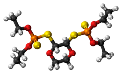 Ball-and-stick model of the dioxathion molecule