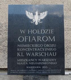 KL Warschau commemorative plaque at the Museum of the Prison Pawiak.jpg