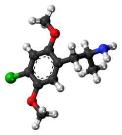 2,5-Dimethoxy-4-chloroamphetamine molecule ball.png