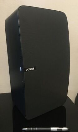 Sonos PLAY 5 Wireless speaker with pencil as size comparison.jpg