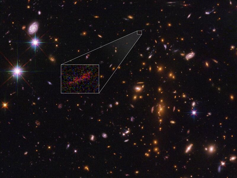 File:Stretched out image of distant galaxy.jpg