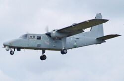 ZH002 Britten-Norman Defender AL 2 British Armys 651 Sqdn landing at RAF Waddington (cropped).jpg