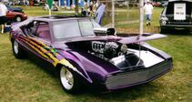 Shows a purple customized second-generation Javelin with a supercharged AMC V8