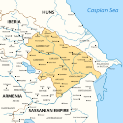 map of Caucasian Albania in the fifth and sixth centuries