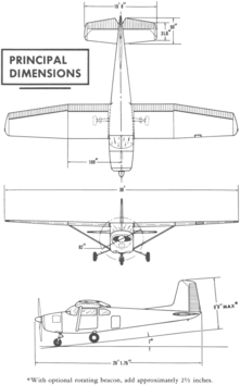 3-view line drawing of the Cessna 182B Skylane