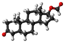 Dihydrotestosterone formate molecule ball.png