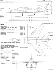 3-view line drawing of the North American F-100F Super Sabre