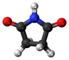 Ball-and-stick model of the succinimide molecule