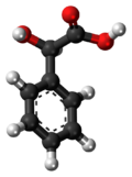 Ball-and-stick model of the mandelic acid molecule