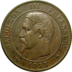 10 centimes Napoléon III 1855 Avers.png