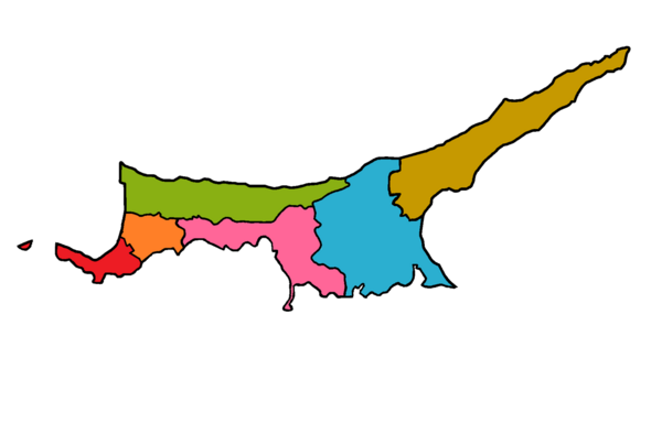 Blank district map of Northern Cyprus