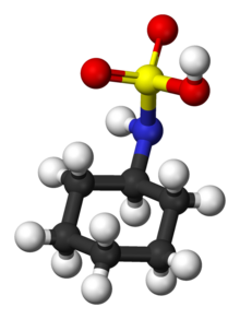 Ball-and-stick model of cyclamic acid