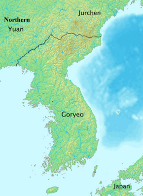 Map of Goryeo in 1389