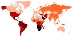 Map of countries by GINI coefficient (1990 to 2020).svg