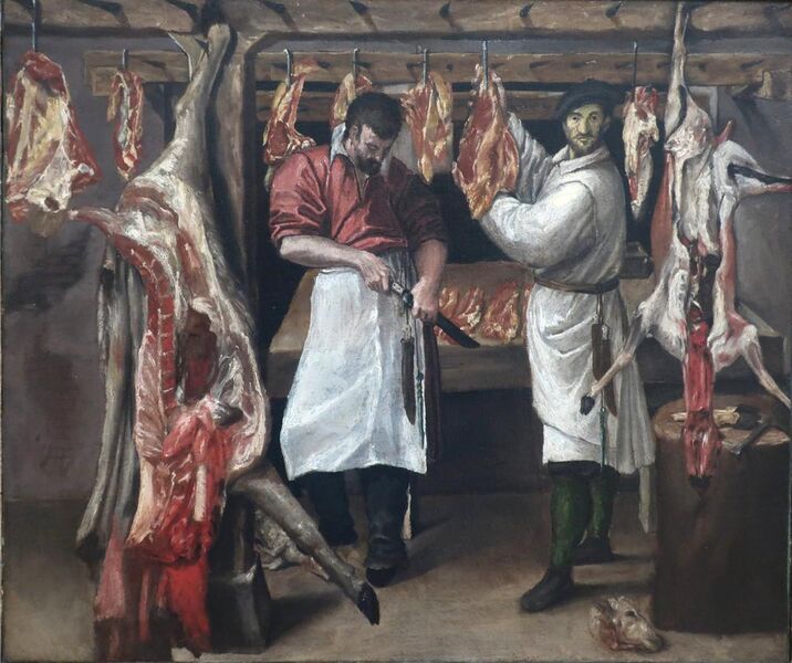 File:'The Butcher's Shop', oil on canvas painting by Annibale Carracci.jpg