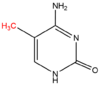 5'-methylcytosine molecule with methyl group, added by a DNA methyltransferase, highlighted in red